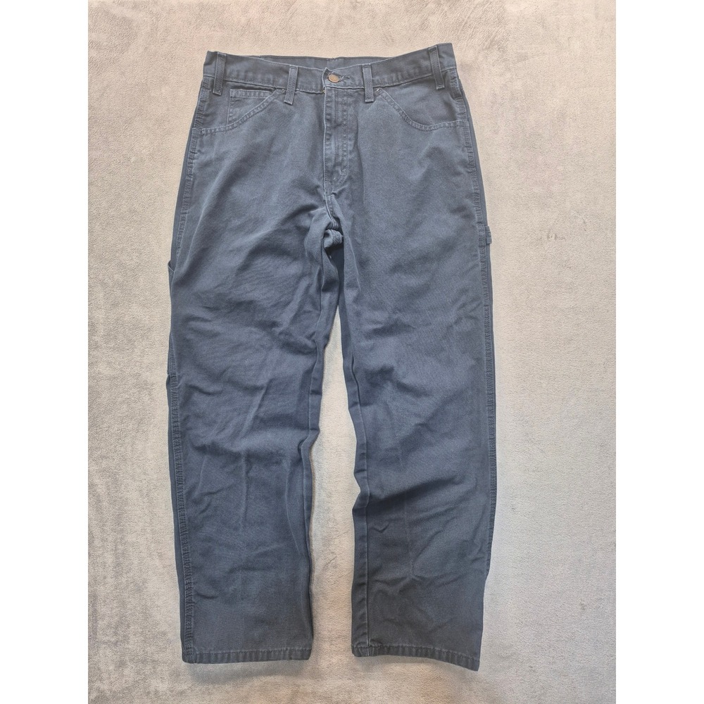Dickies Mens 34x29 Navy Blue Duck Canvas Carpenter Pants Workwear Utility